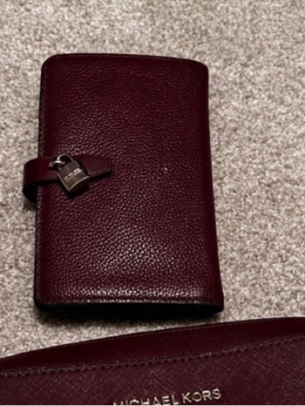 Michael Kors Plum Pebbled Leather Zip-Accent Wallet